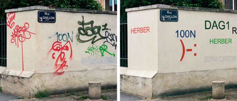 French artist fixes ugly graffiti