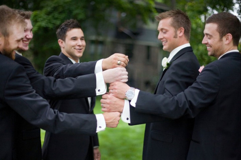 Friends of the groom, without whom the wedding photo shoot would be the most boring event