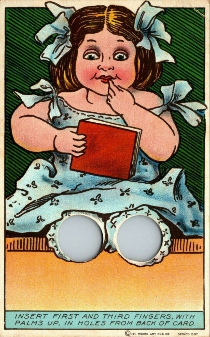 Fun from a century ago: Strange interactive Postcards with finger holes