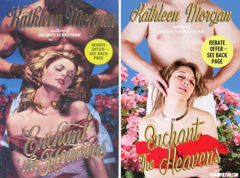 Funny recreation of romance novel covers by ordinary people