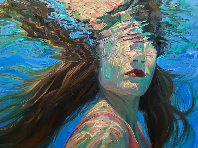 Girl in the water: summer paintings by California artist Isabelle Emrich