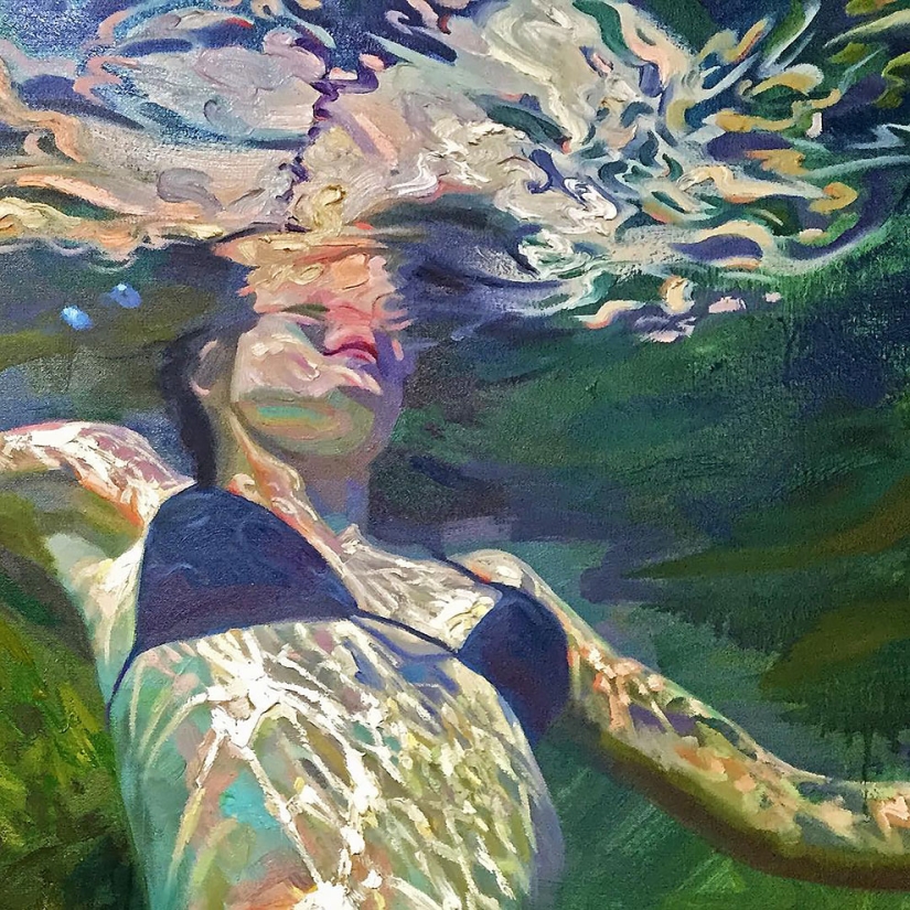 Girl in the water: summer paintings by California artist Isabelle Emrich