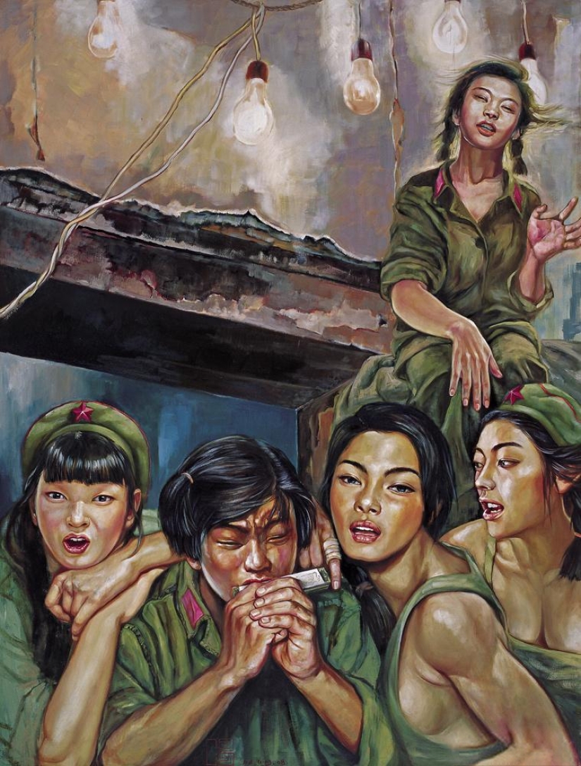 Girls in the army: sexual painting of Hu Ming