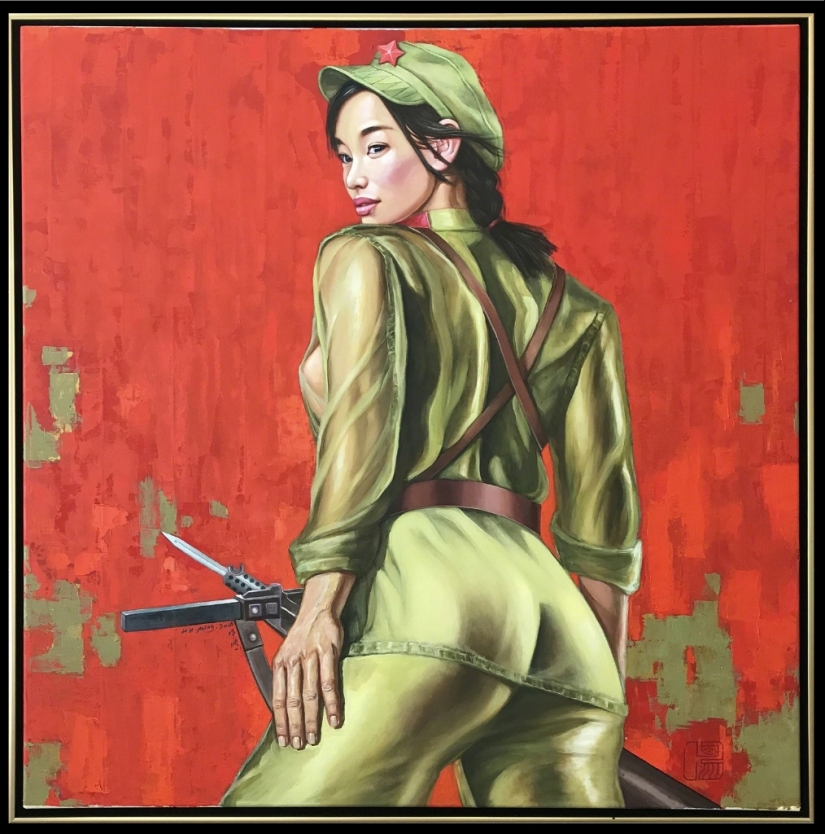 Girls in the army: sexual painting of Hu Ming