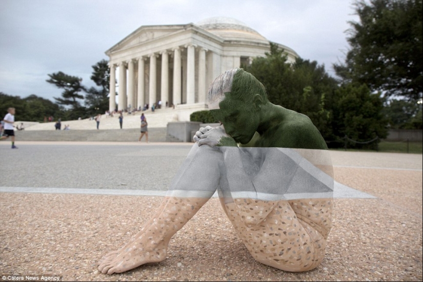 Great camouflage, how naked people blend into the landscape