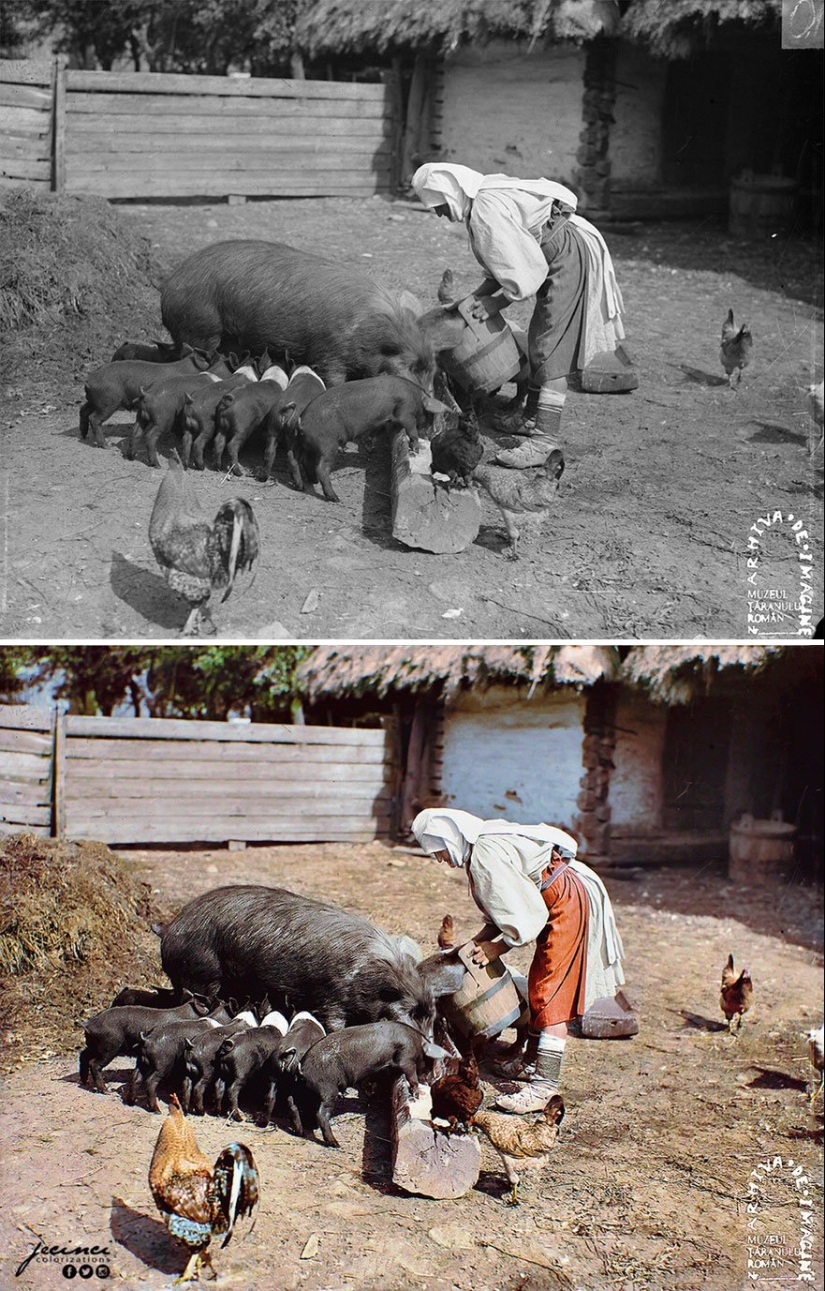 Hacer recuerdos: colorazione famosa foto en blanco y negro