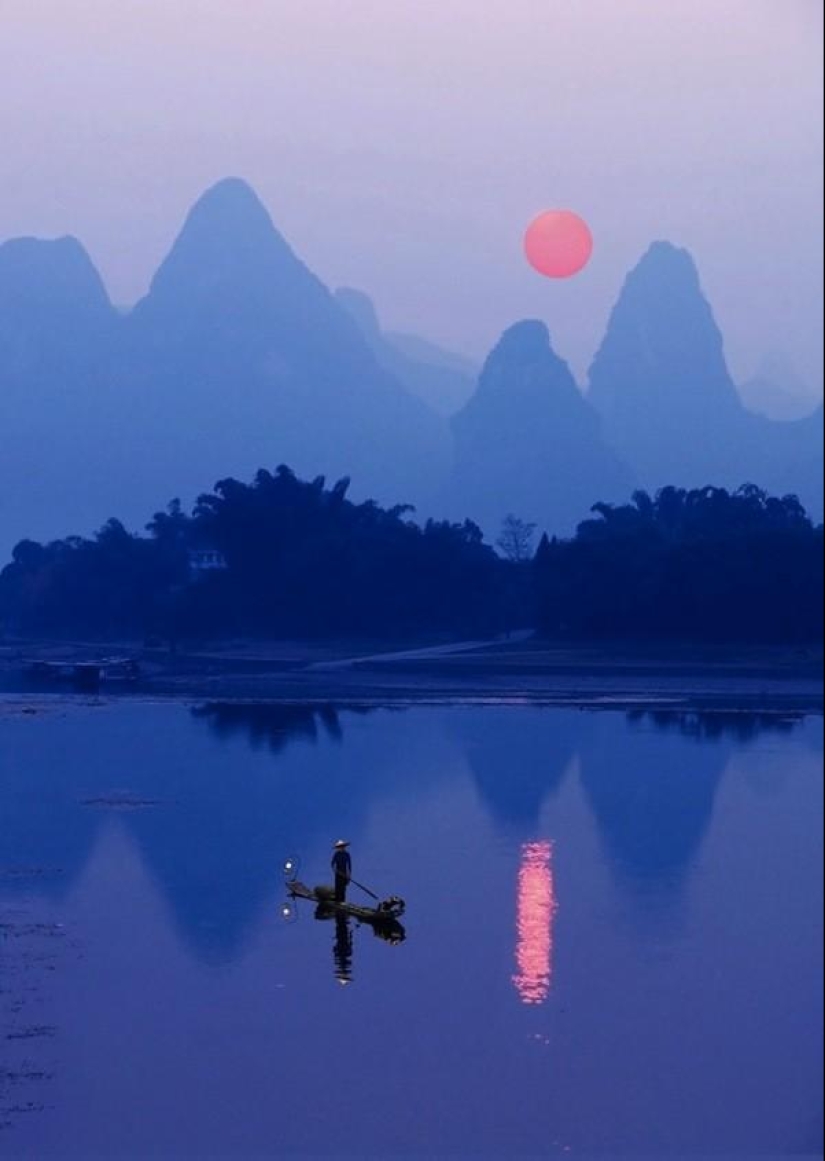 Hermosos paisajes del río chino poetas y artistas