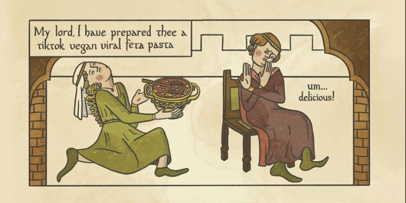 Hilarious Mix Of Modern Romance And Medieval Elegance Translated Into Comic, By This Artist