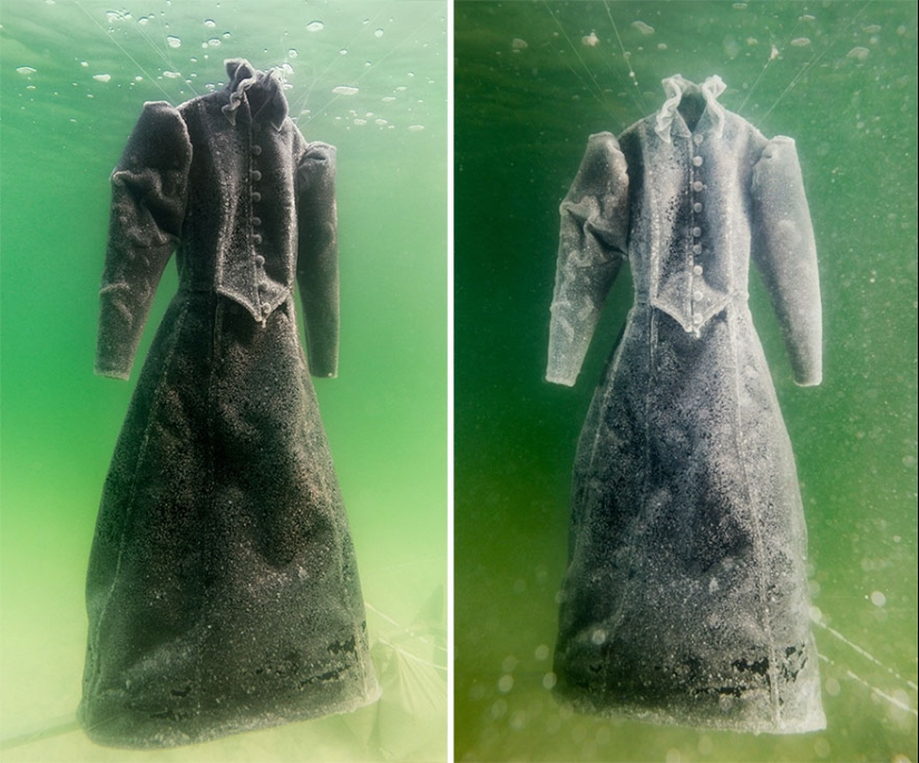 How a black dress turned into a salty sculpture at the bottom of the sea