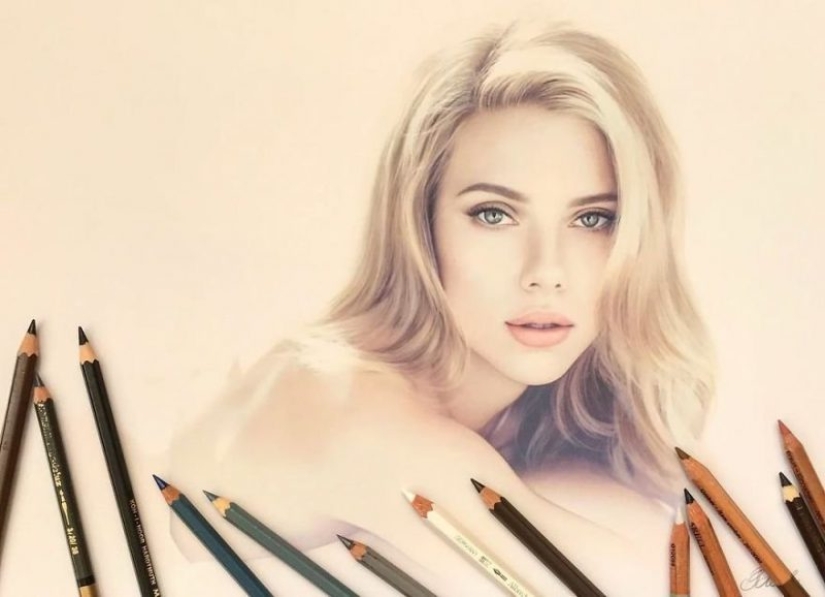 Hyperrealistic dibujos con lápices de colores de Lena Litvina