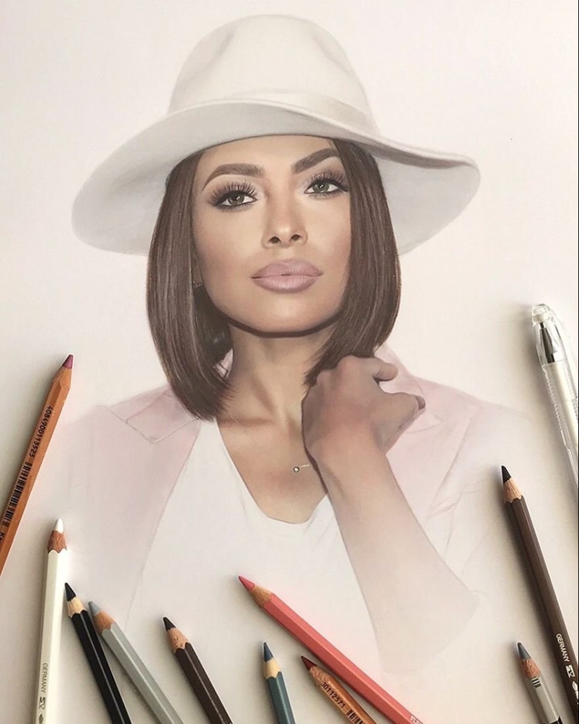 Hyperrealistic dibujos con lápices de colores de Lena Litvina