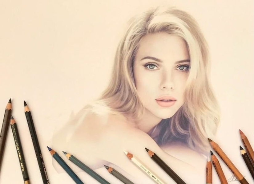 Hyperrealistic dibujos con lápices de colores de Lena Litvina