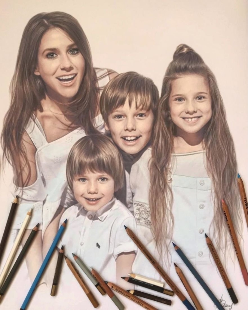 Hyperrealistic dibujos con lápices de colores de Lena Litvina