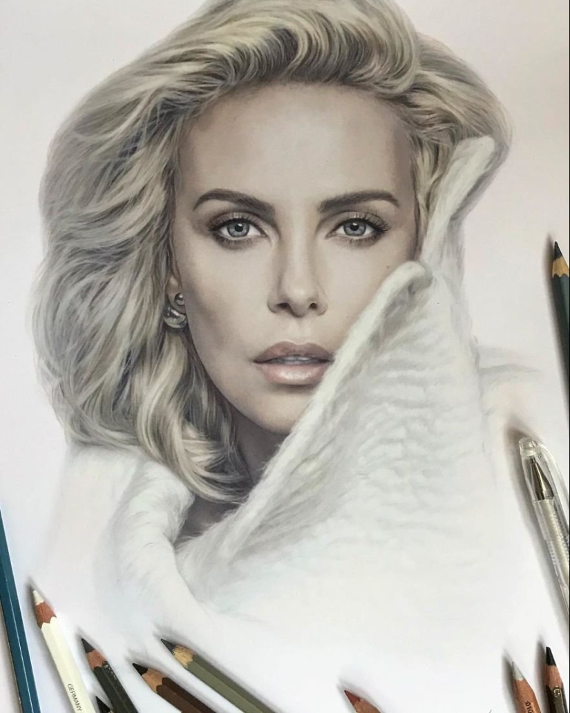 Hyperrealistic dibujos con lápices de colores de Lena Litvina