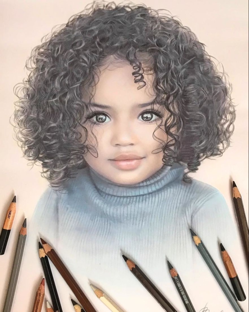 Hyperrealistic dibujos con lápices de colores de Lena Litvina