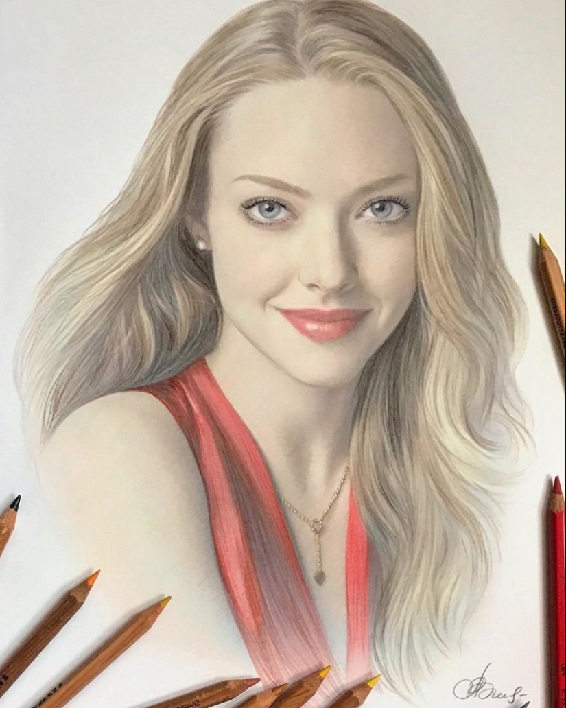 Hyperrealistic drawings with colored pencils from Lena Litvina