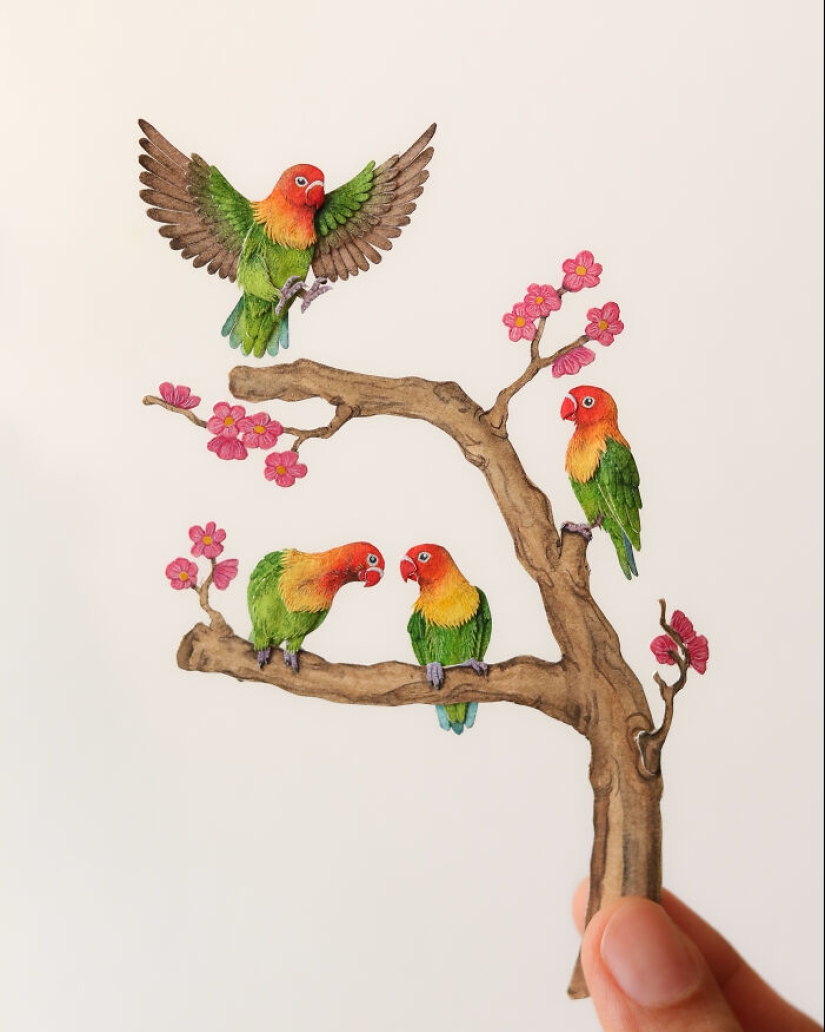 I Create Paper Art, And Here’s My Collection Of 20 Miniature Parrots