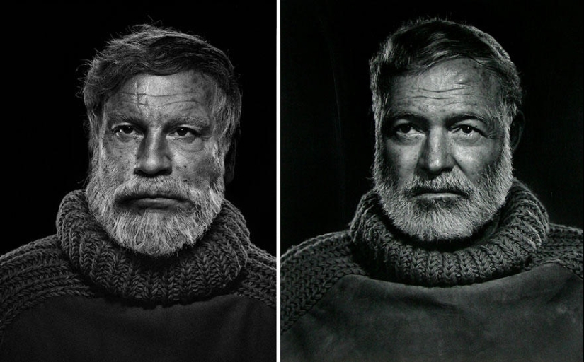 Iconic photos without photoshop performed by John Malkovich