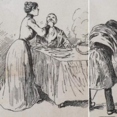 Illustration from magazine of the late 19th century: "how to behave As a good wife"