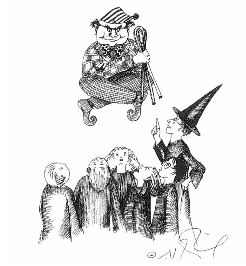 Illustrations by J.K. Rowling herself for the Harry Potter books