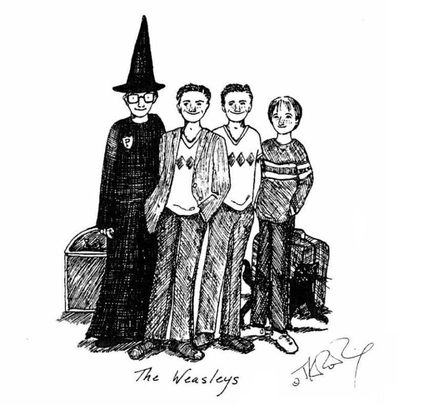 Illustrations by J.K. Rowling herself for the Harry Potter books