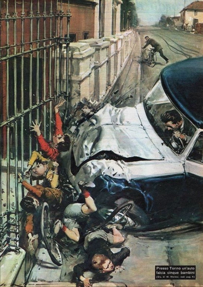 Illustrations by the master of stress and disaster Walter Molino