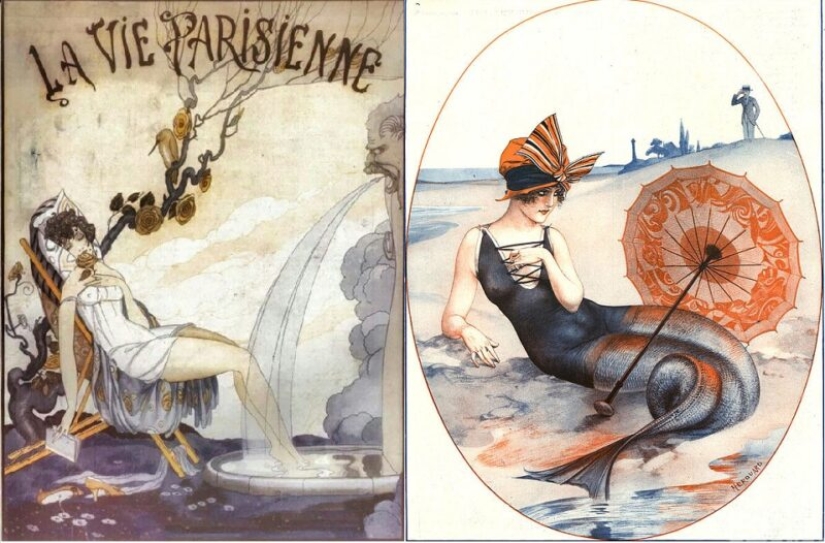 Illustrations of the legendary magazine La Vie Parisienne with a touch of eroticism in the Art Nouveau style