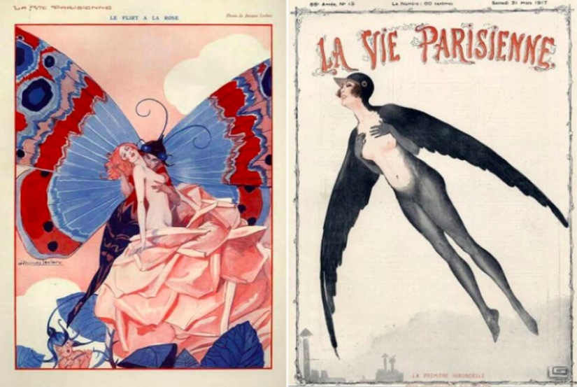 Illustrations of the legendary magazine La Vie Parisienne with a touch of eroticism in the Art Nouveau style