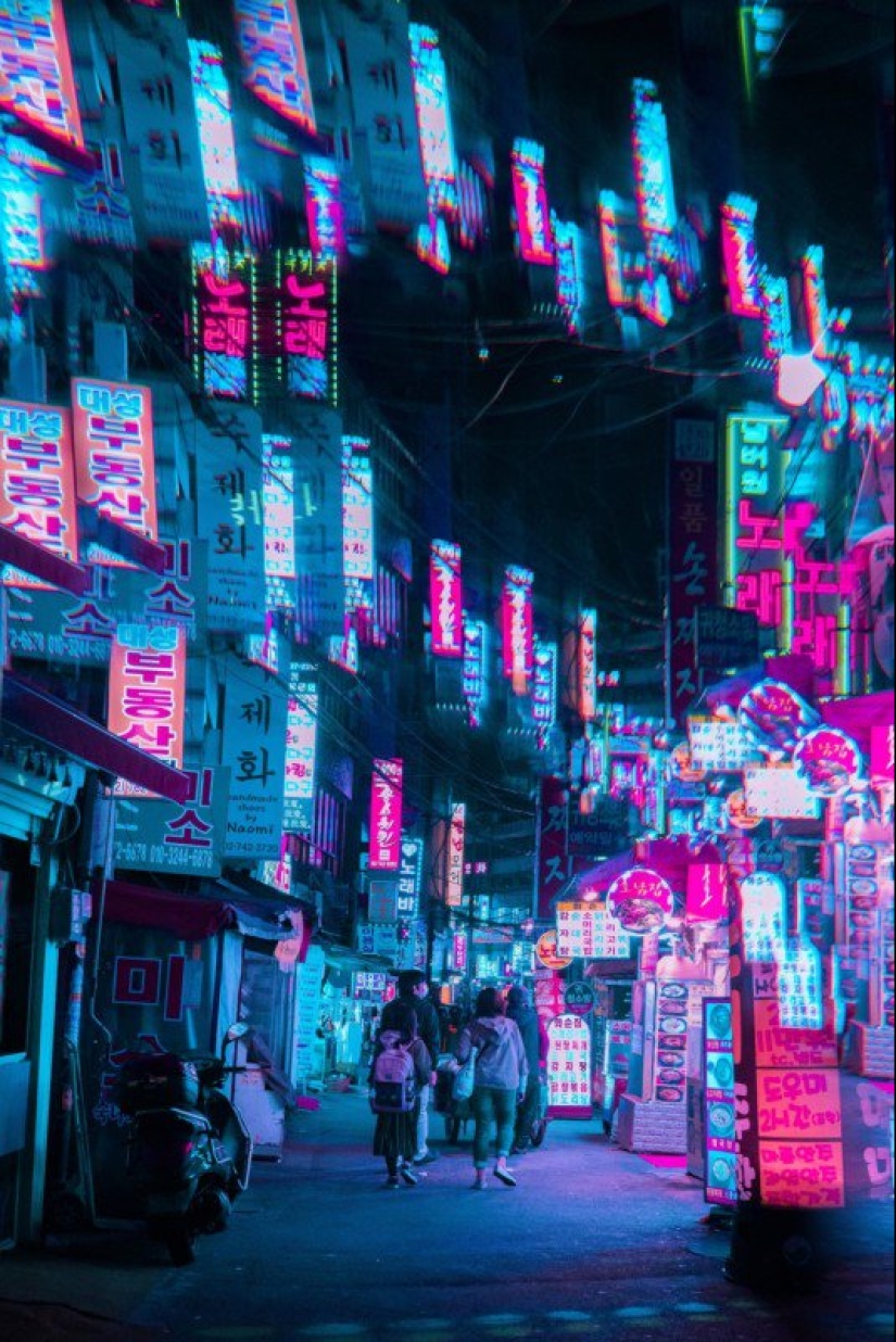 Imágenes de Tokio y Seúl a través de filtros fractales