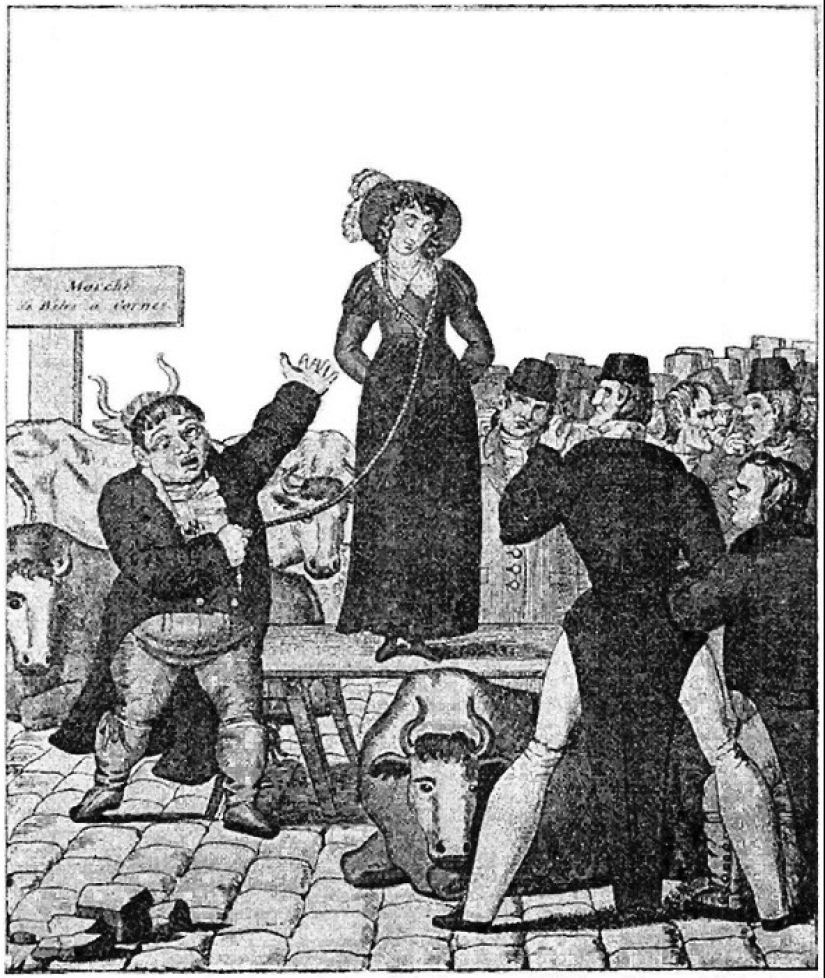 In nineteenth-century England, divorce was expensive. Therefore, the wives were sold at auction