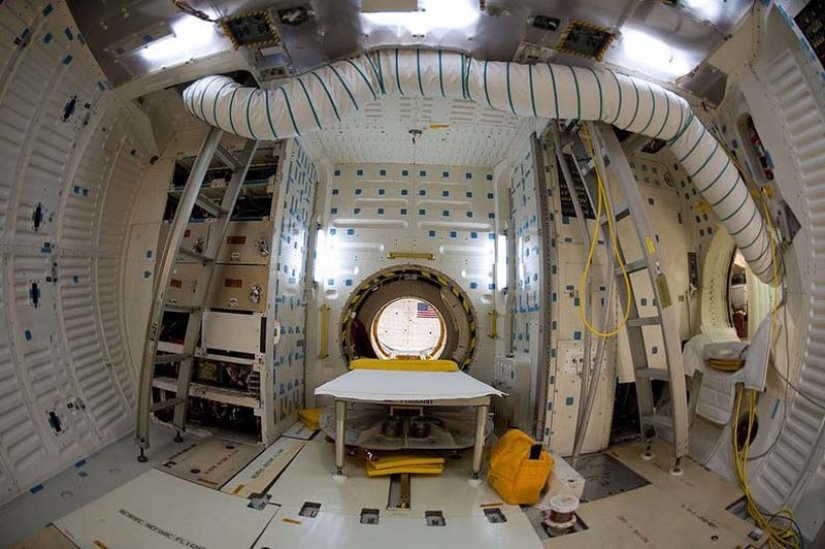 In the cockpit of the space shuttle pilot