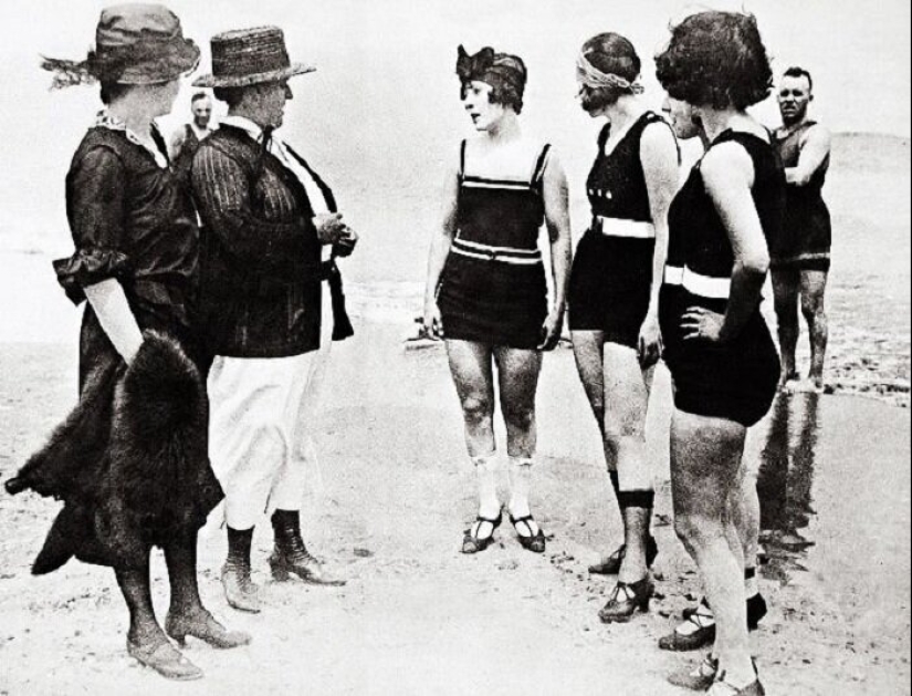 In the early 20th century struggled with open swimwear
