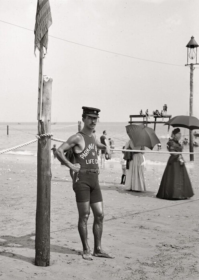 In the early 20th century struggled with open swimwear