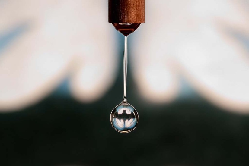 Increíbles reflejos en una gota de agua.