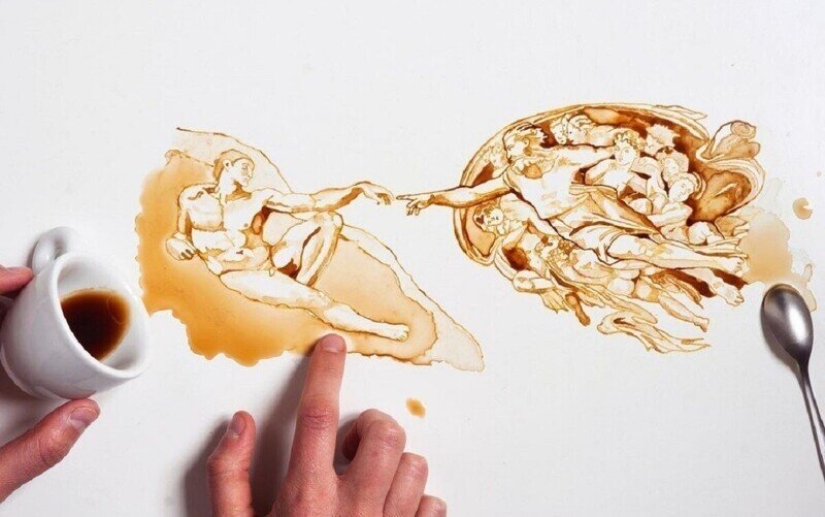 Italian artist Giulia Bernardelli turned spilled coffee into art