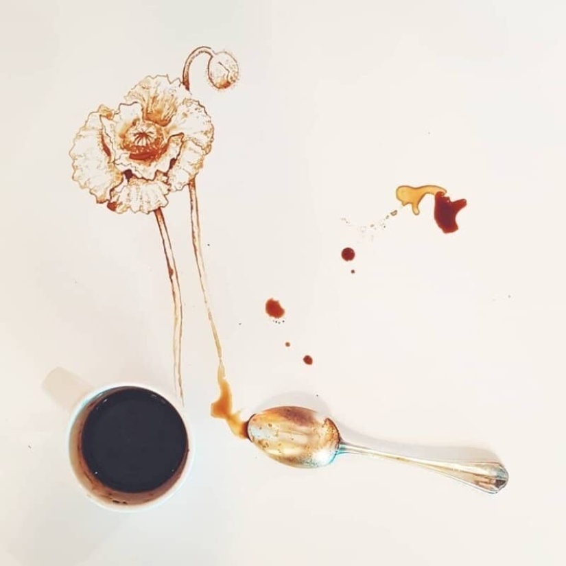 Italian artist Giulia Bernardelli turned spilled coffee into art