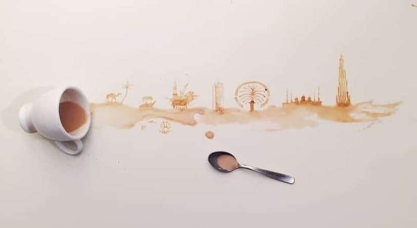 Italian artist Giulia Bernardelli turned spilled coffee into art