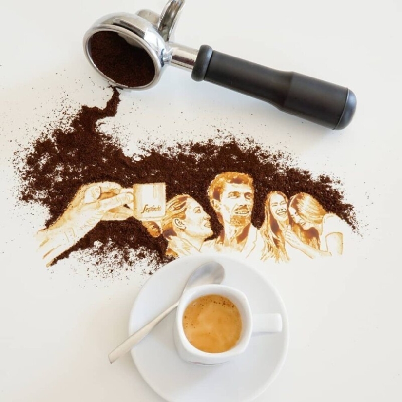 Italian artist Giulia Bernardelli turned spilled coffee into art