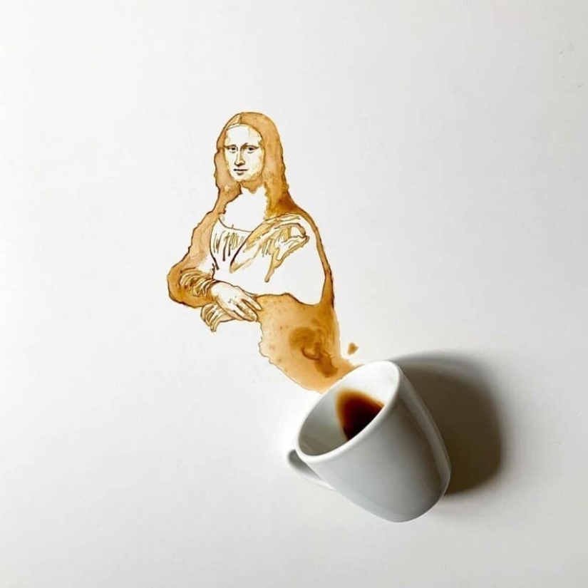 Italian artist Giulia Bernardelli turned spilled coffee into art