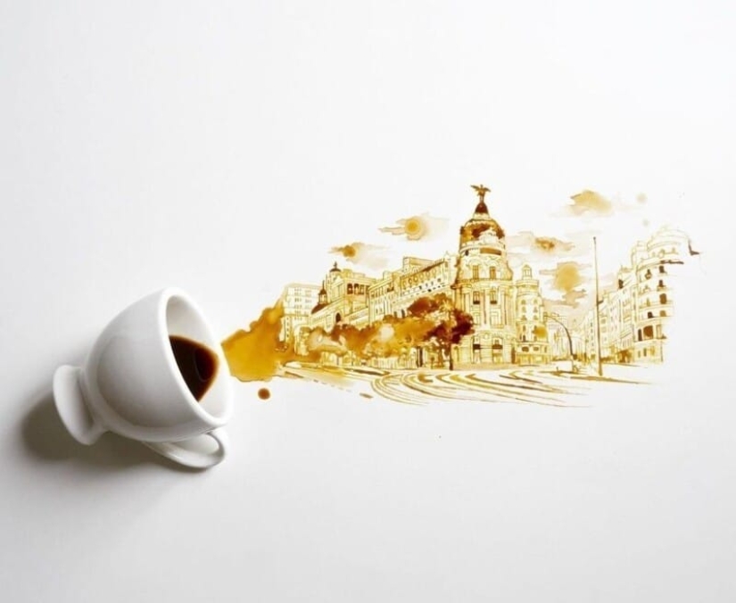 Italian artist Giulia Bernardelli turned spilled coffee into art