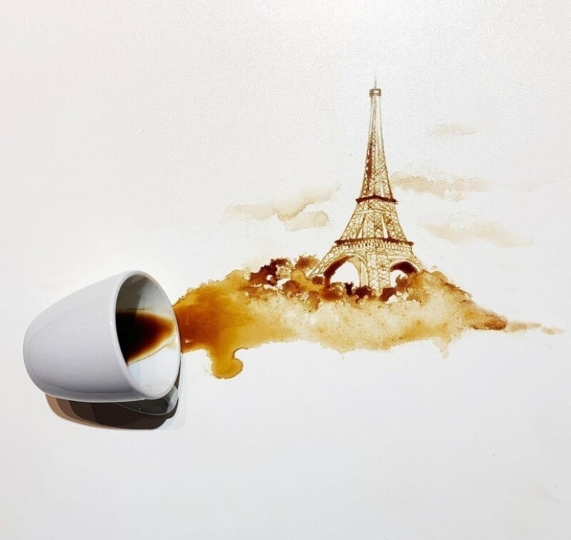 Italian artist Giulia Bernardelli turned spilled coffee into art