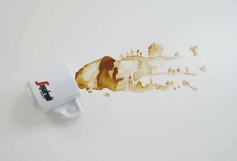 Italian artist Giulia Bernardelli turned spilled coffee into art