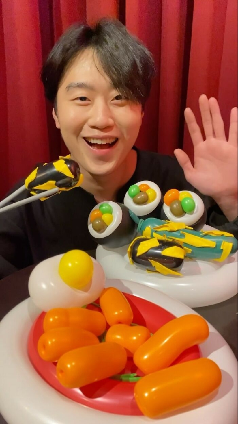 Jiwon Lee transforma el arte con globos con sus deliciosas creaciones culinarias