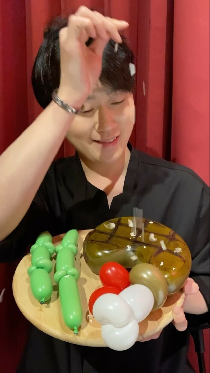 Jiwon Lee transforma el arte con globos con sus deliciosas creaciones culinarias