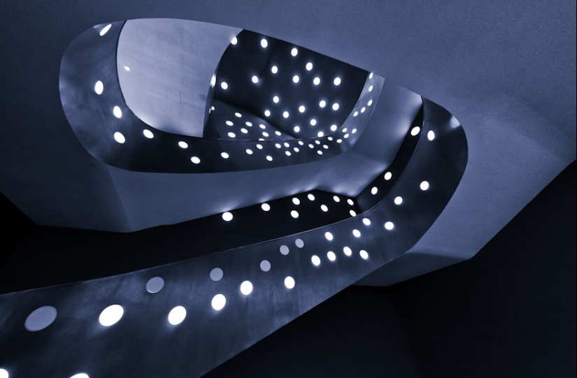 Kaleidoscope of spiral stairs