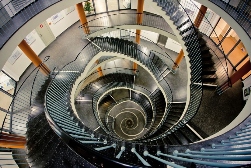 Kaleidoscope of spiral stairs