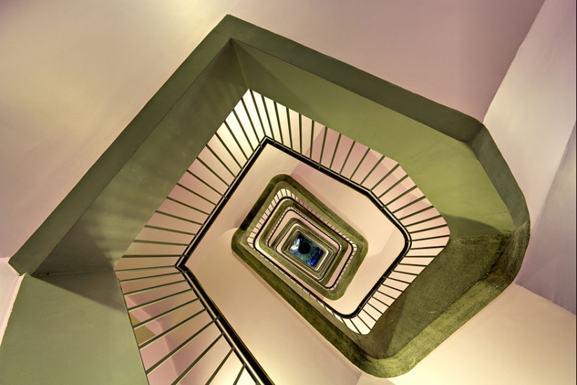 Kaleidoscope of spiral stairs