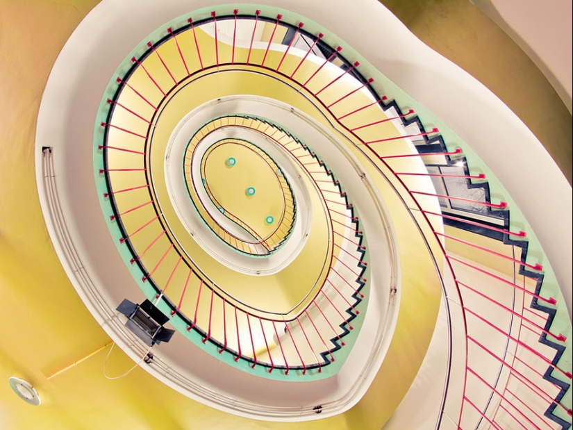 Kaleidoscope of spiral stairs