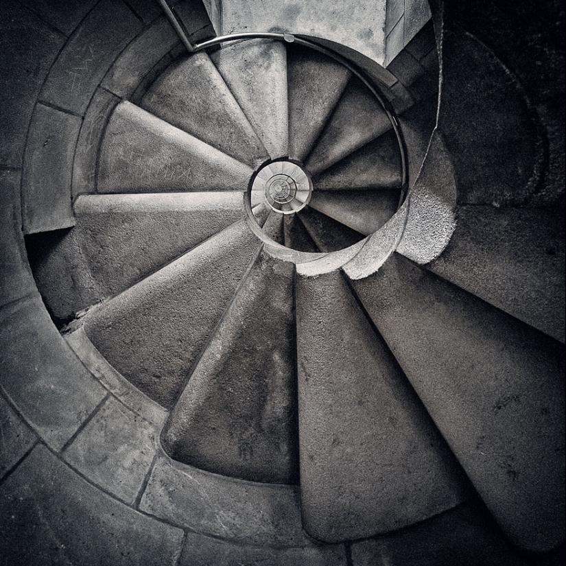 Kaleidoscope of spiral stairs