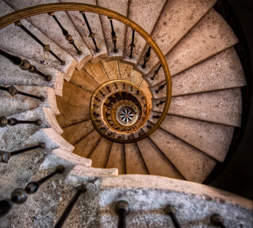 Kaleidoscope of spiral stairs